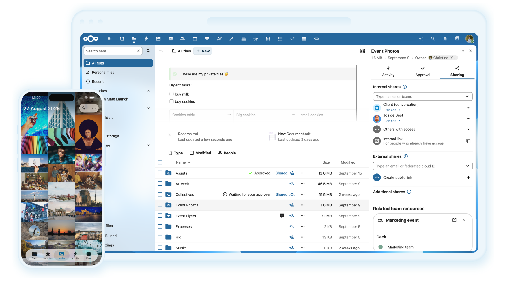 Interface Nextcloud
